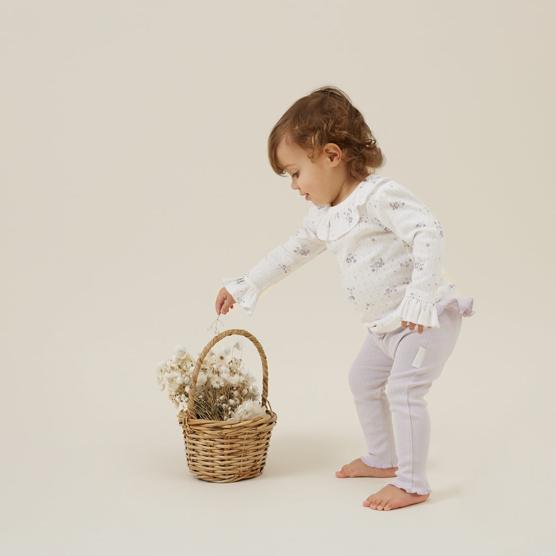 Baby & Toddler Girl White Grace Floral Pointelle Ruffle Top