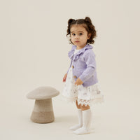 Baby Toddler Girl Lavender Pointelle Knit Ruffle Cardigan