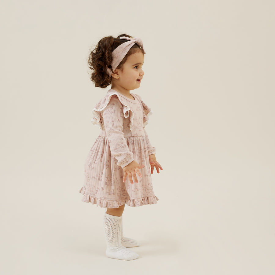 Baby Toddler Girls Pink Lace Duck Family Ruffle Dress