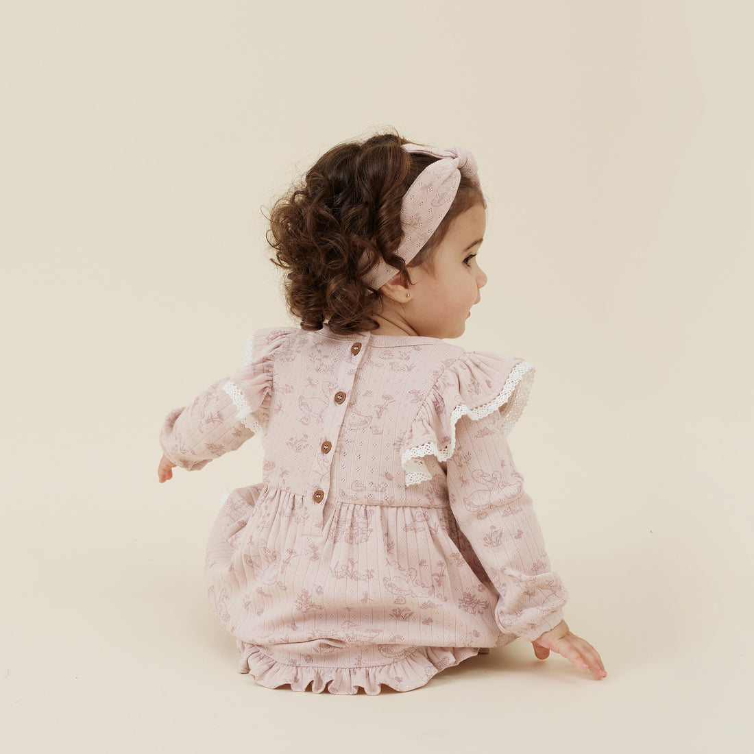 Baby Toddler Girls Pink Lace Duck Family Ruffle Dress