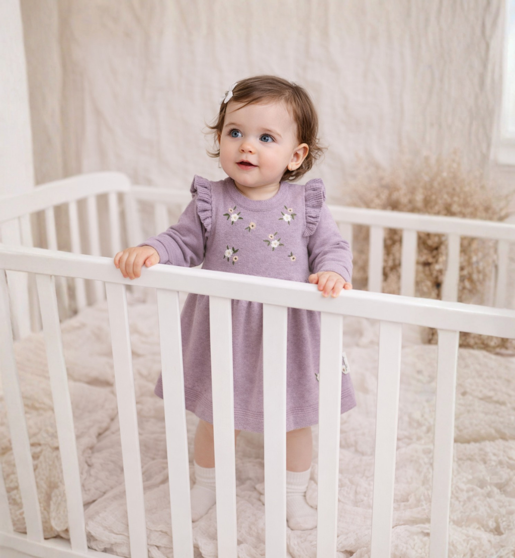 Pink Embroidered Knit Dress