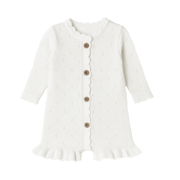 White Knit Ruffle Romper