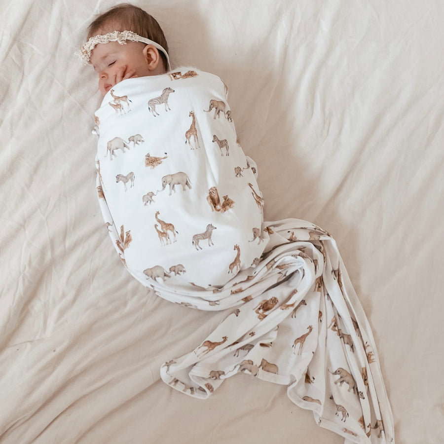 Baby Boy Animals Savanna Baby Wrap Swaddle Cotton