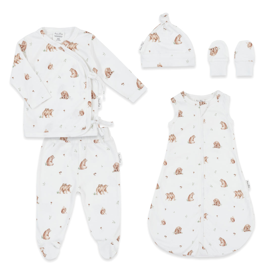 Baby Newborn Little Bear 5 Piece Gift Set Hamper Organic