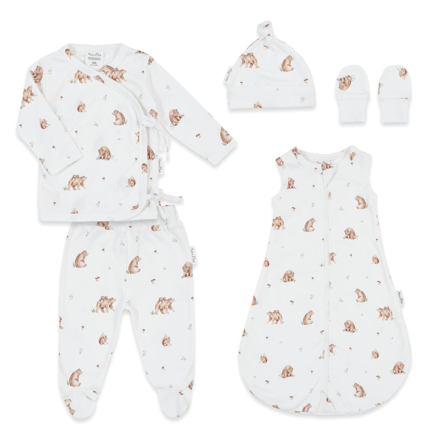 Baby Newborn Little Bear 5 Piece Gift Set Hamper Organic