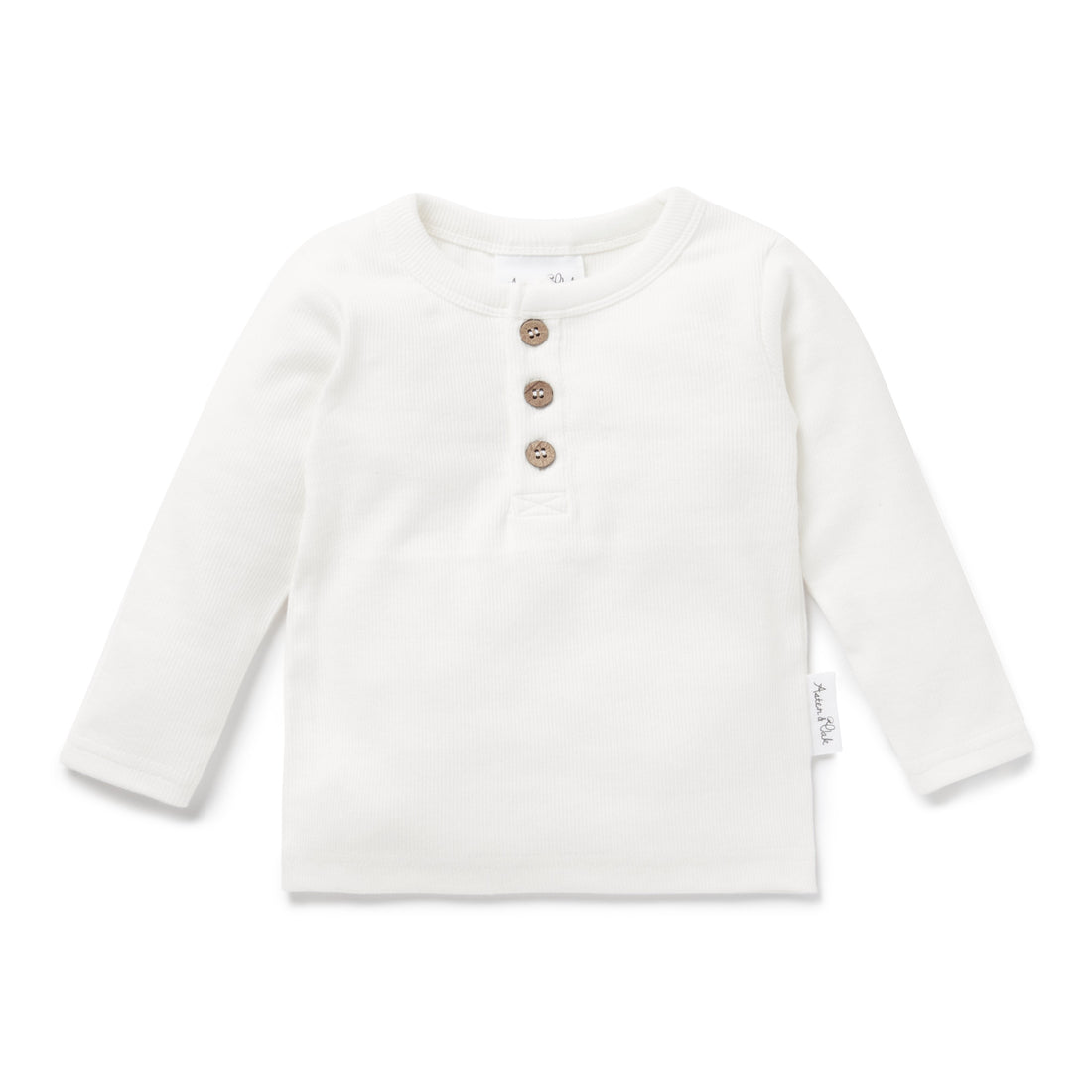 Organic Cotton Basics Snow White Baby Rib Henley Top