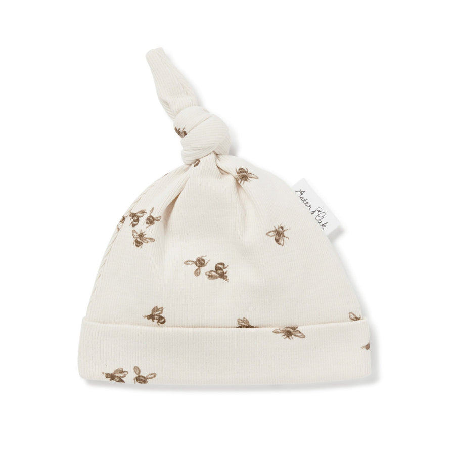 Bee Luxe Rib Baby Knot Hat | Natural Organic Cotton Neutral