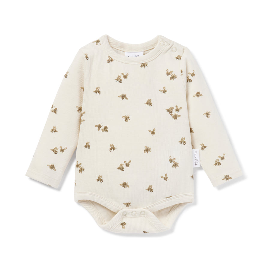 Natural Baby Bee Luxe Ribbed Onesie Aser & Oak