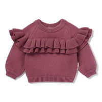 Baby Girls knitted Berry Ruffle Knit Jumper