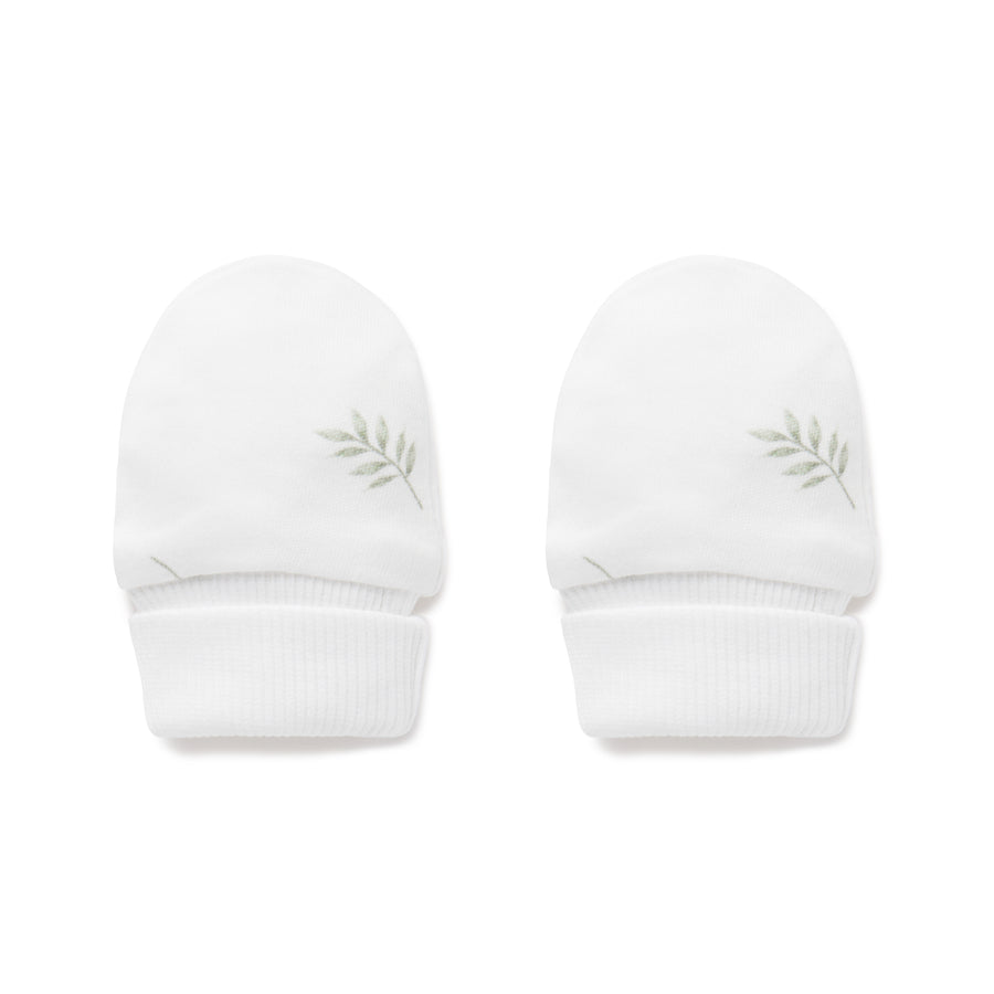 Little Leaf Baby Mittens Scratch Proof | Aster & Oak Organic