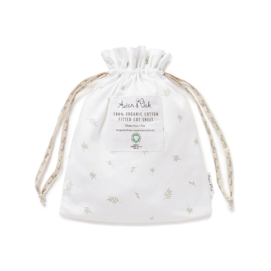 Organic Cotton Baby Newborn Little Leaf Fitted Cot Sheet 