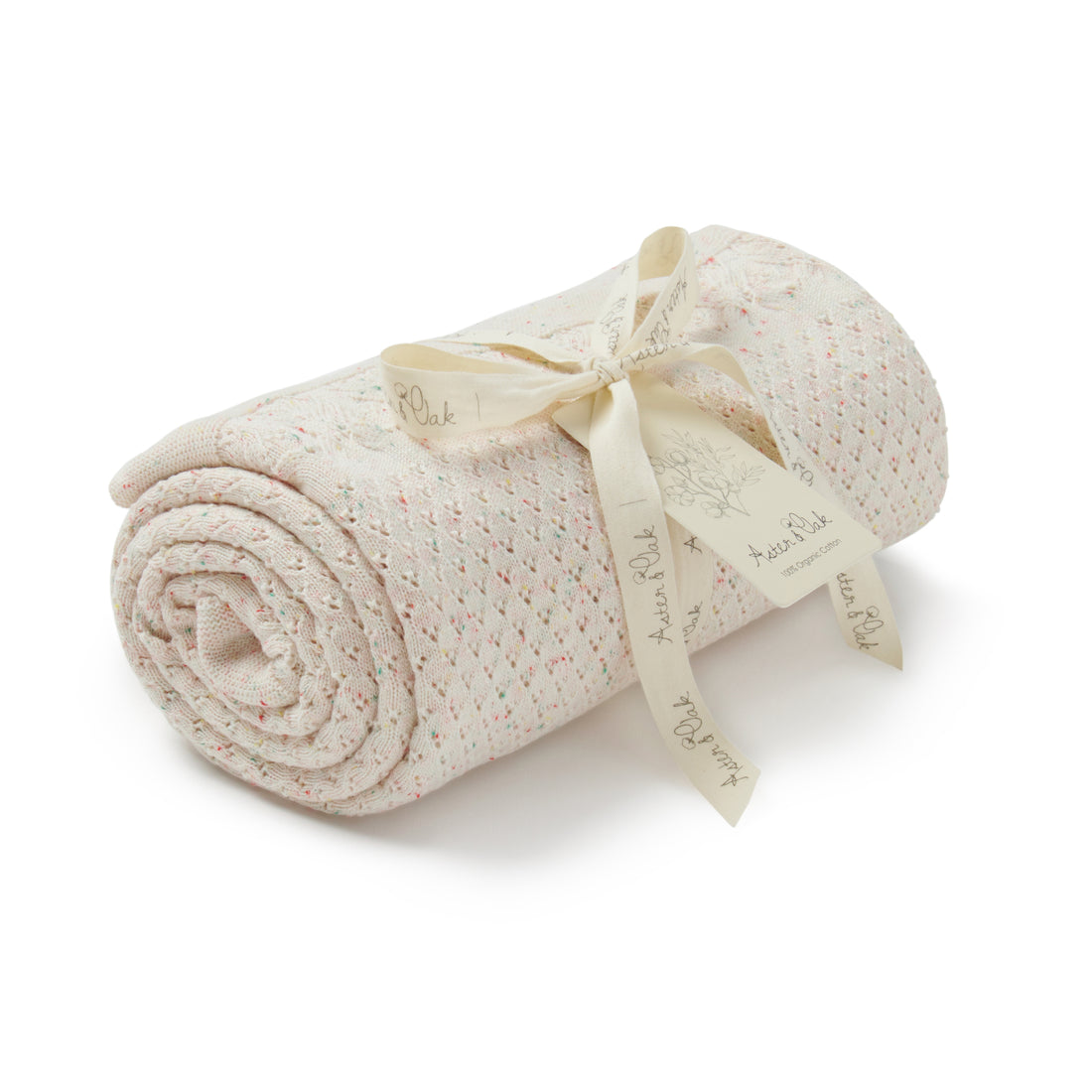 Aster & Oak EXCLUSIVE Speckled Heirloom Baby Blanket Cotton Flatlay