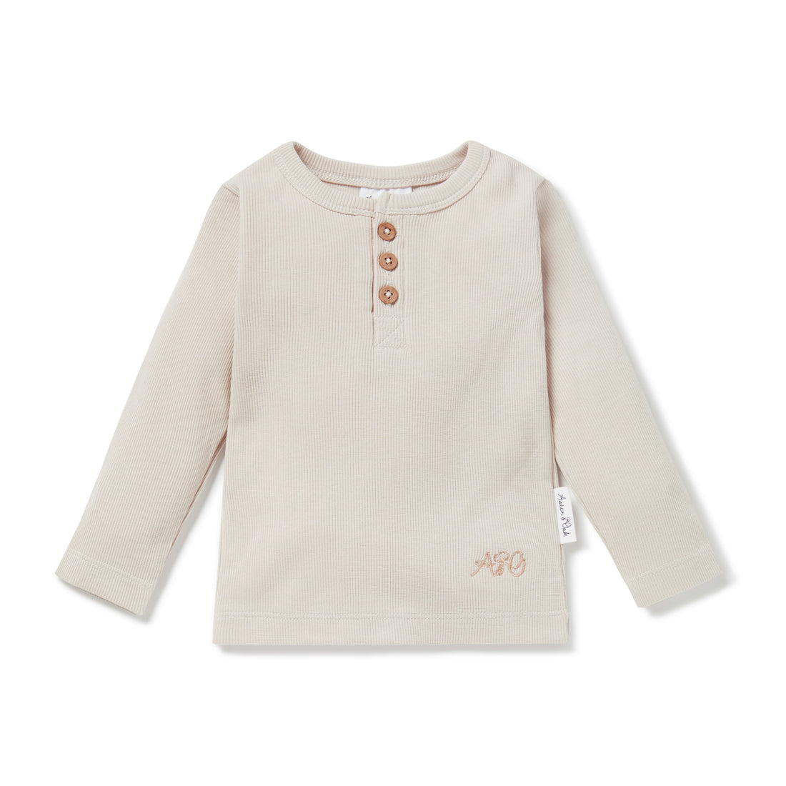 Oatmeal Rib Henley Top