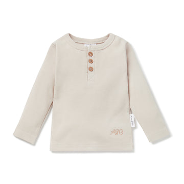 Oatmeal Rib Henley Top