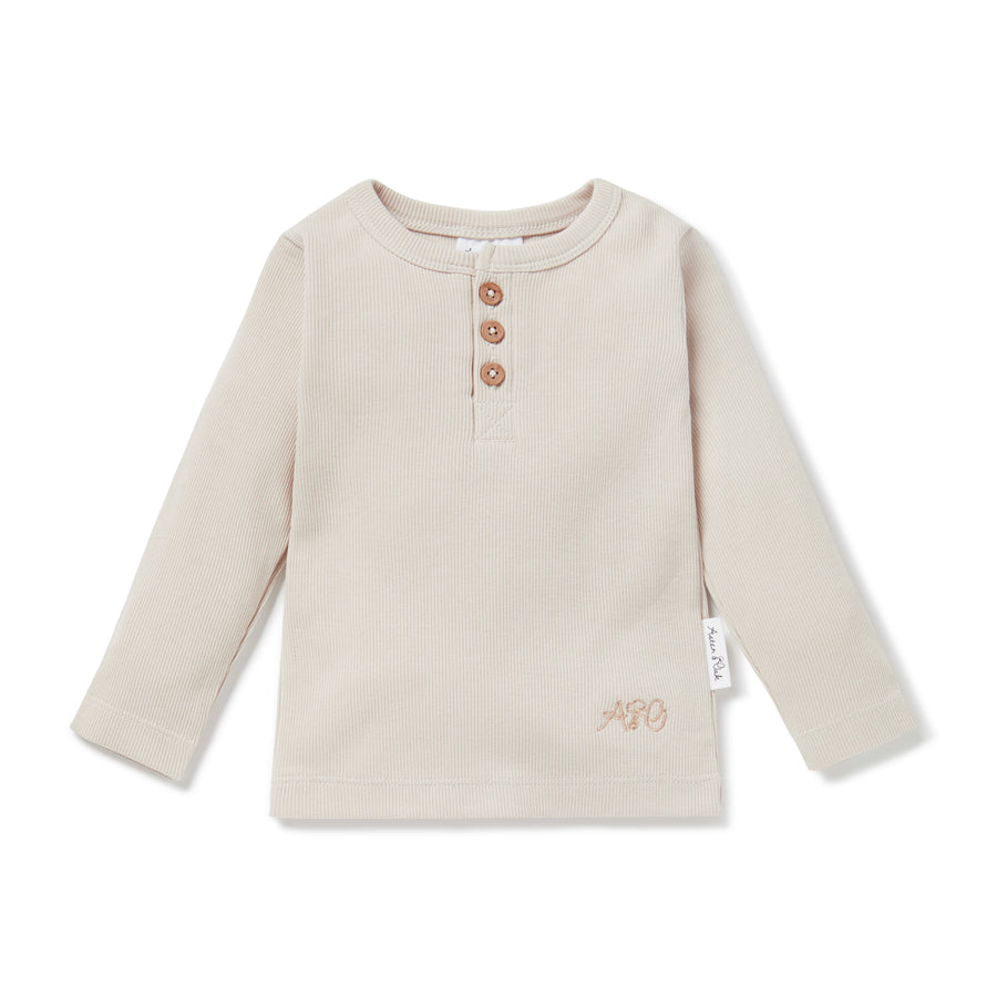 Oatmeal Rib Henley Top