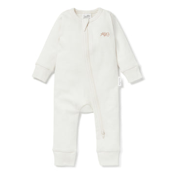 Natural Ribbed Zip Romper Essentials Baby Newborn Basics