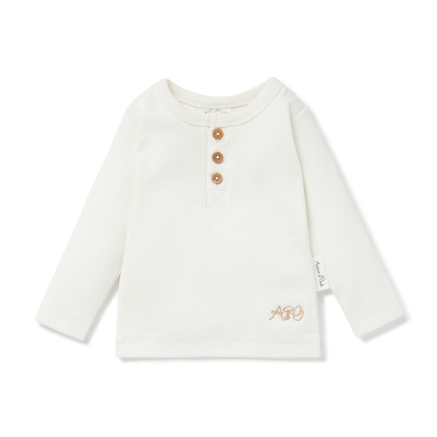 Natural Rib Henley Top