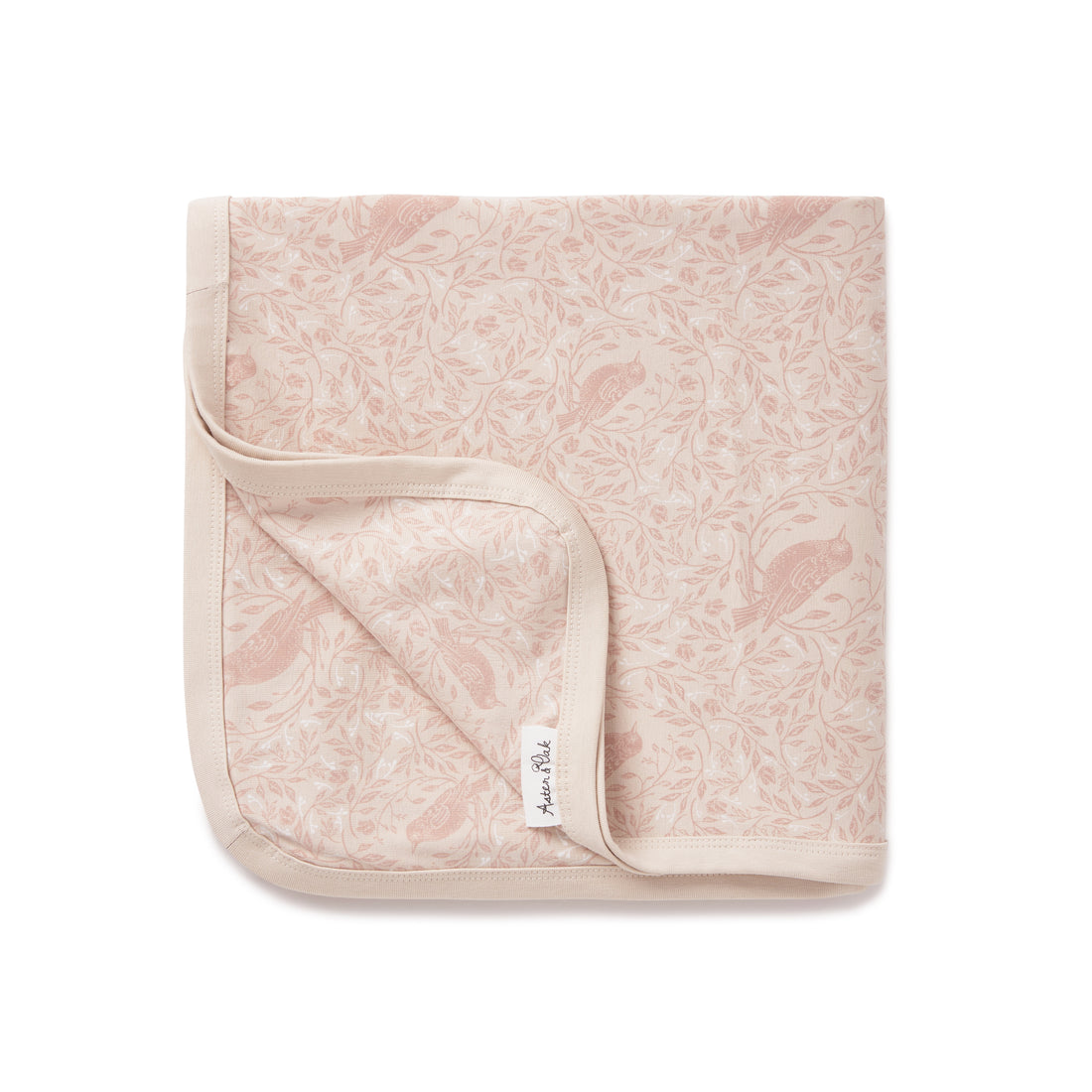 Aster & Oak Organic Baby Girls Swaddle Blanket Butterfly Pink Song Bird Baby Wrap