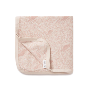 Aster & Oak Organic Baby Girls Swaddle Blanket Butterfly Pink Song Bird Baby Wrap