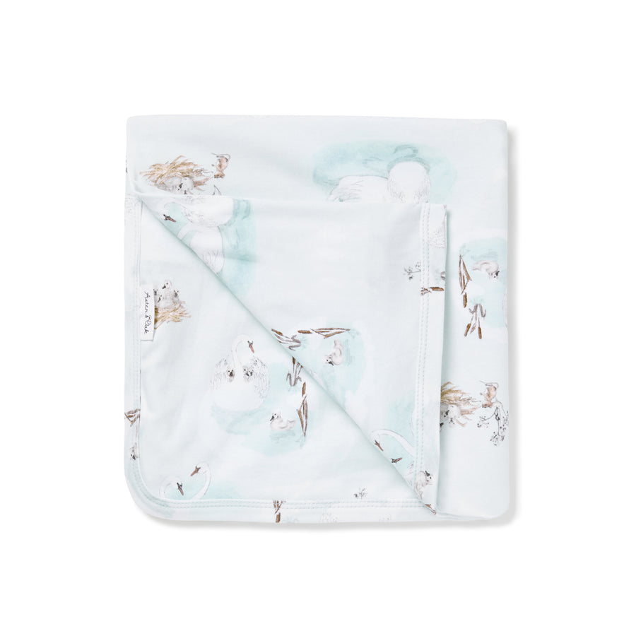 Aster & Oak Baby Girls Swan Baby Wrap Swaddle Blanket