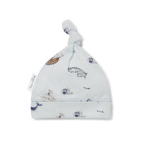 Organic Cotton Newborn Baby Ship Whale Knot Hat