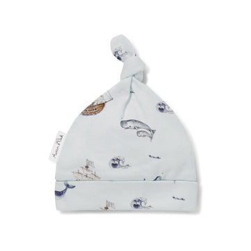 Organic Cotton Newborn Baby Ship Whale Knot Hat