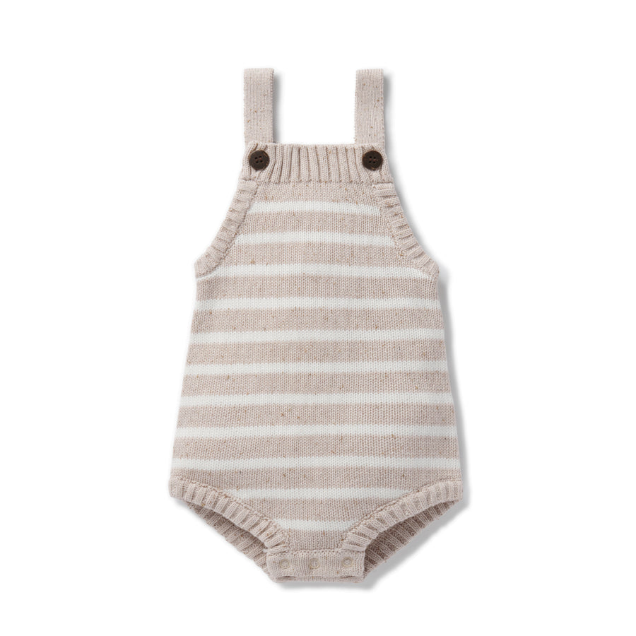 Oat Fleck Stripe Knit Baby Romper Gender Neutral Knitted