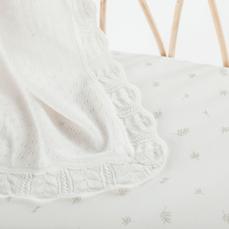 Organic Cotton Baby Newborn Little Leaf Fitted Cot Sheet 