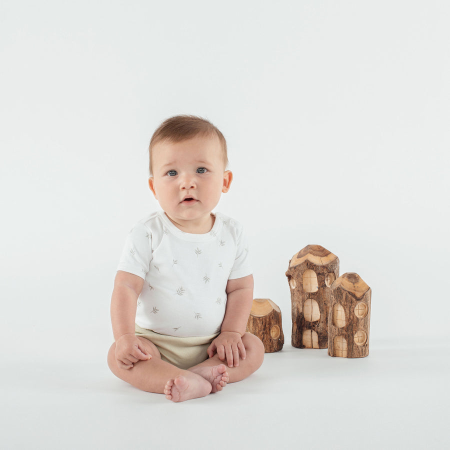 Little Leaf AOP Onesie | Aster & Oak Organic Bodysuits