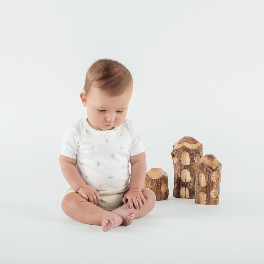 Little Leaf AOP Onesie | Aster & Oak Organic Bodysuits