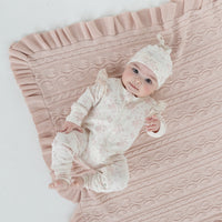 Blush Ruffle Cable Knit Blanket