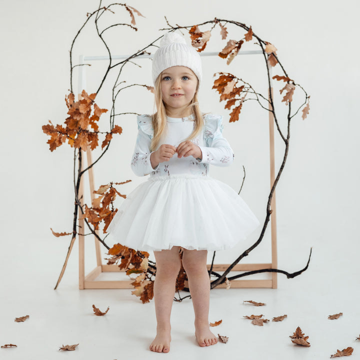 Aster & Oak Baby Snow White Knit Pom Pom Beanie