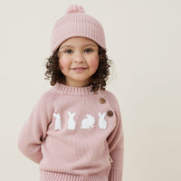 Rose Pink Knit Beanie Organic cotton Winter Hat