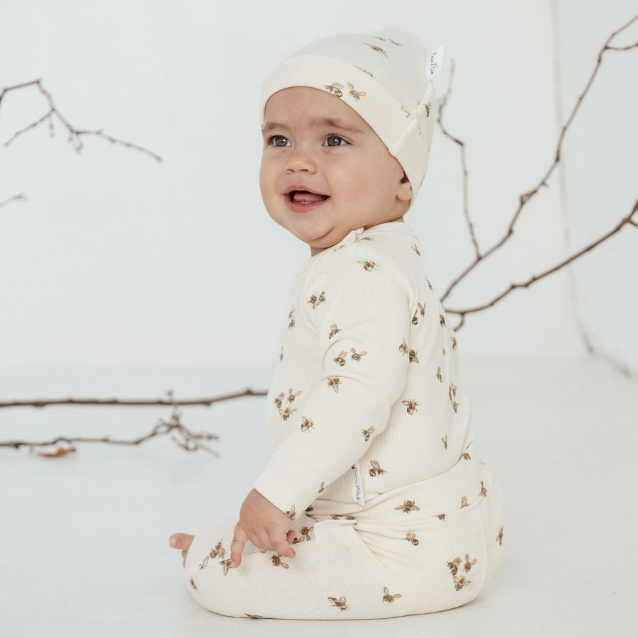 Natural Baby Bee Luxe Ribbed Onesie Aser & Oak