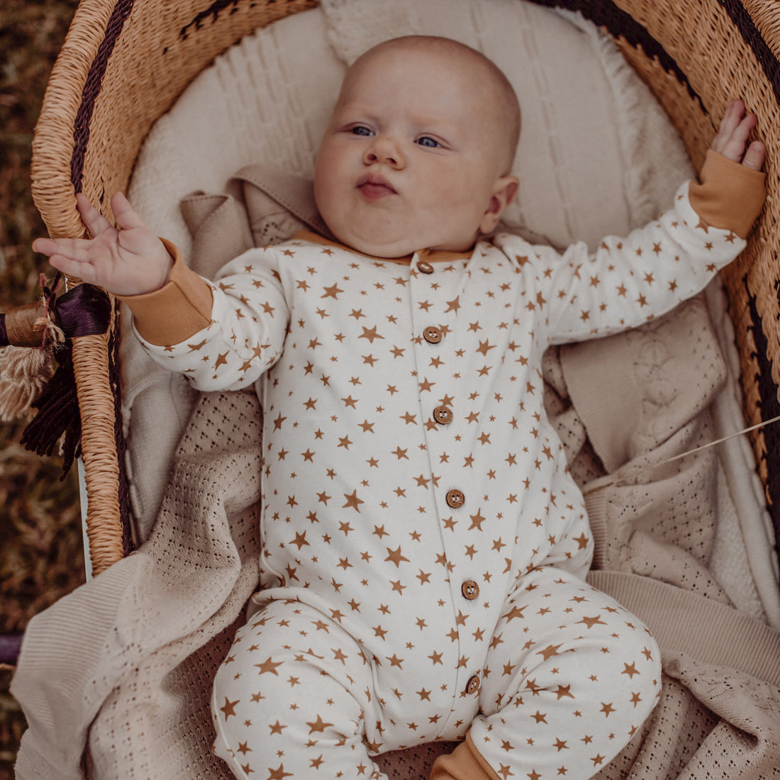 Aster & Oak Neutral Baby Sand Knit Heirloom Blanket Swaddle