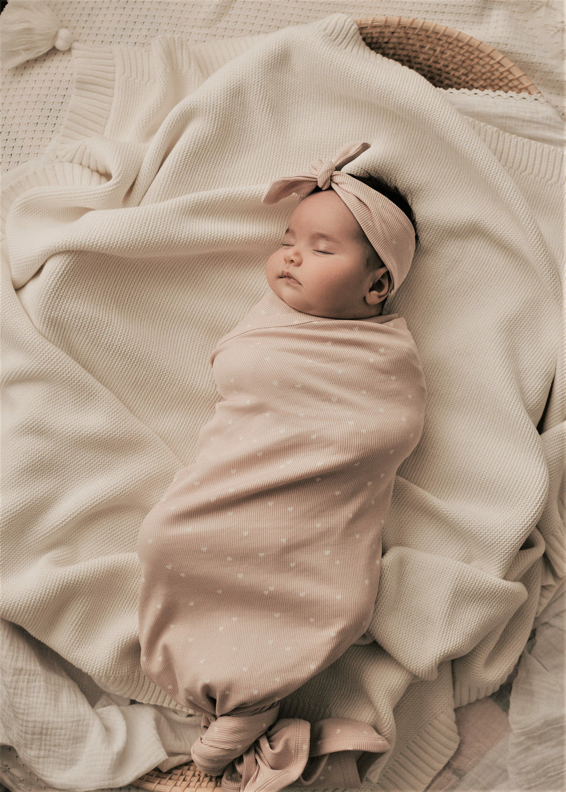 Aster & Oak Organic Cotton Ribbed Heart Baby Wrap Swaddle