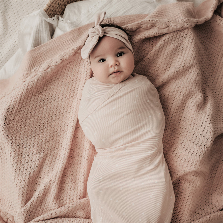 Aster & Oak Organic Cotton Ribbed Heart Baby Wrap Swaddle