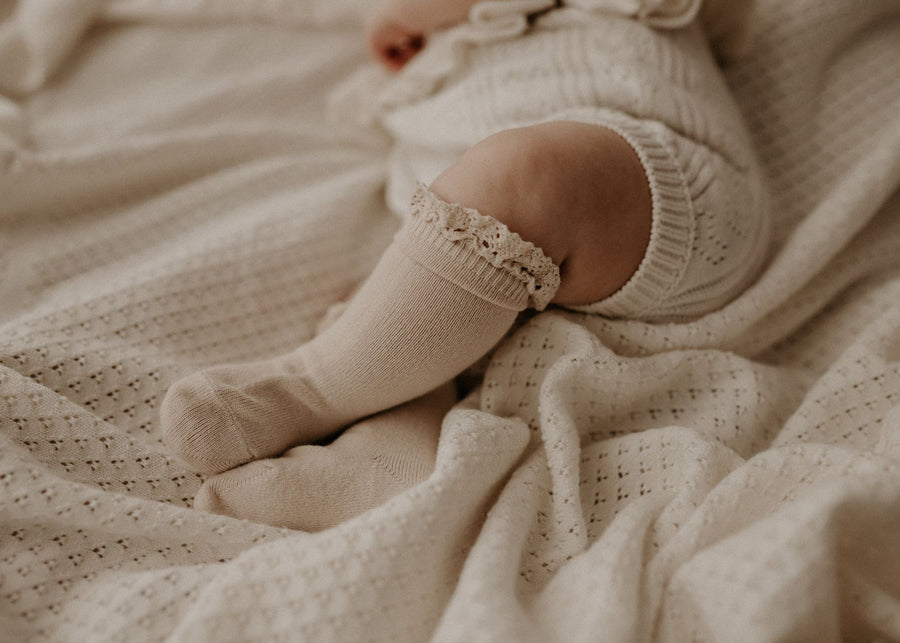 Cream Knit Heirloom Blanket
