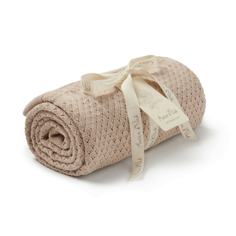 Aster & Oak Neutral Baby Sand Knit Heirloom Blanket