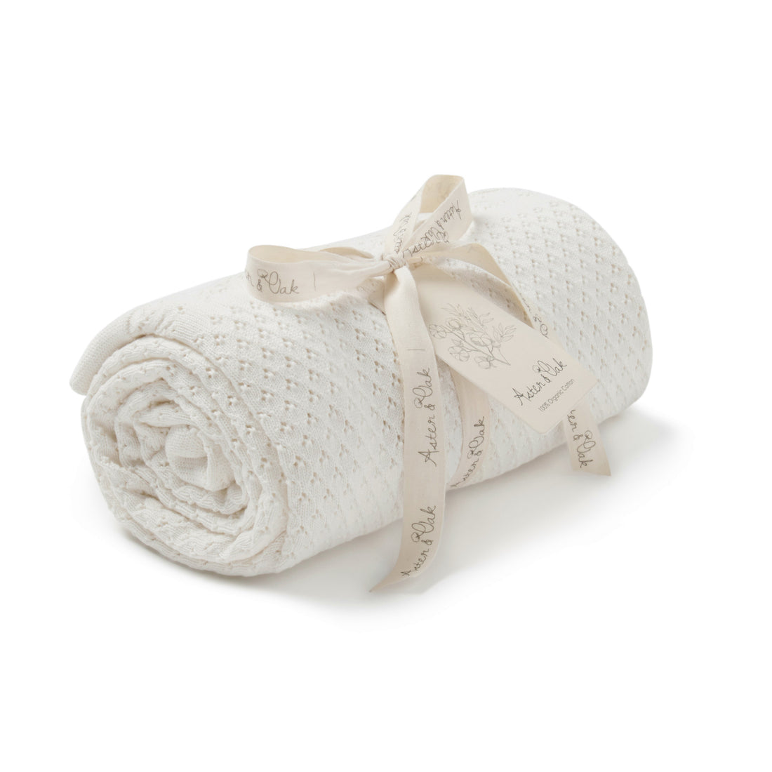 Aster Oak Organic Cotton Cream Knit Heirloom Blanket