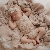 Oat Fleck Knit Heirloom Baby Blanket Natural Neutral Brown