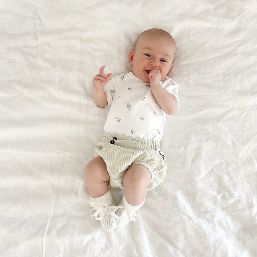 Little Leaf AOP Onesie | Aster & Oak Organic Bodysuits