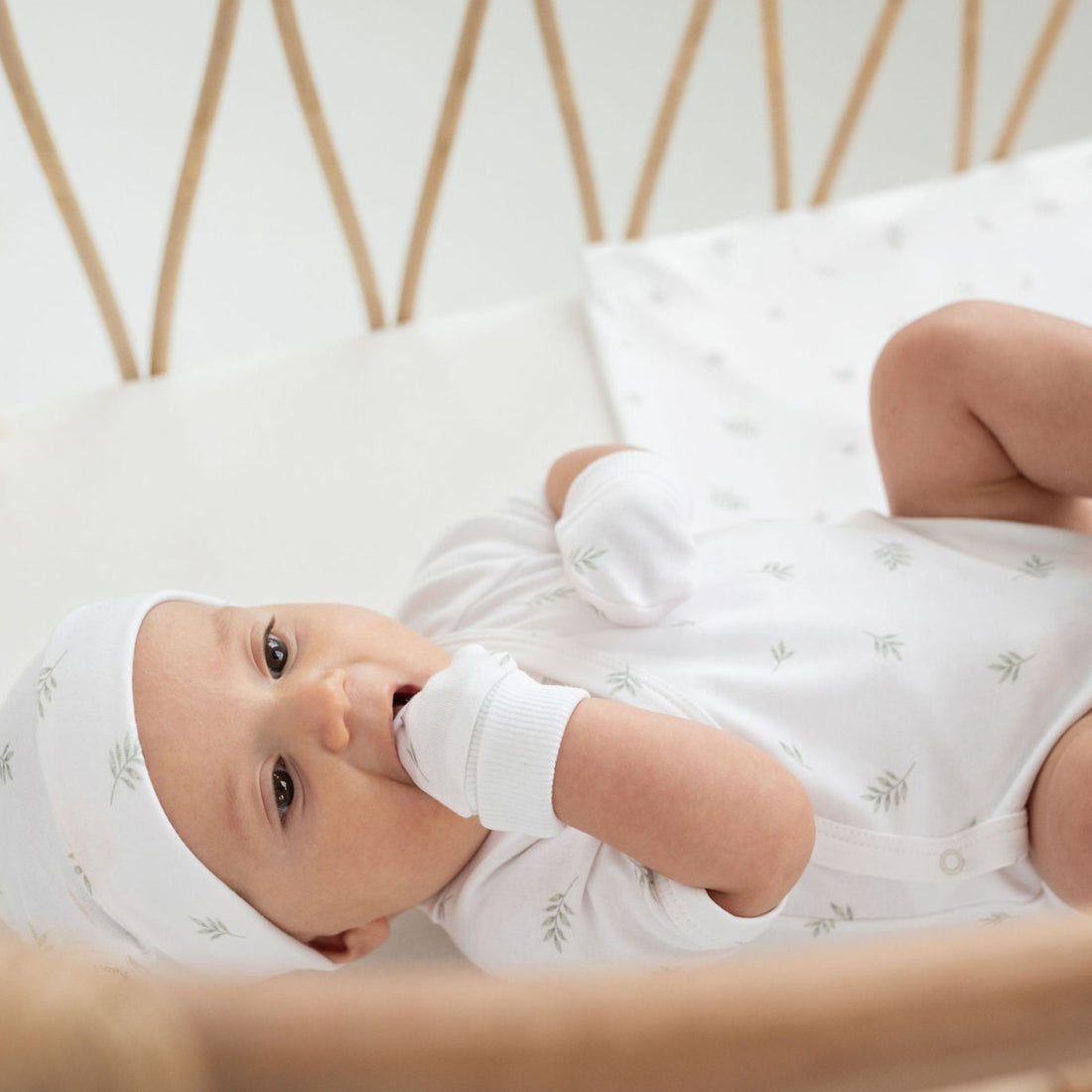 Little Leaf Baby Mittens Scratch Proof | Aster & Oak Organic