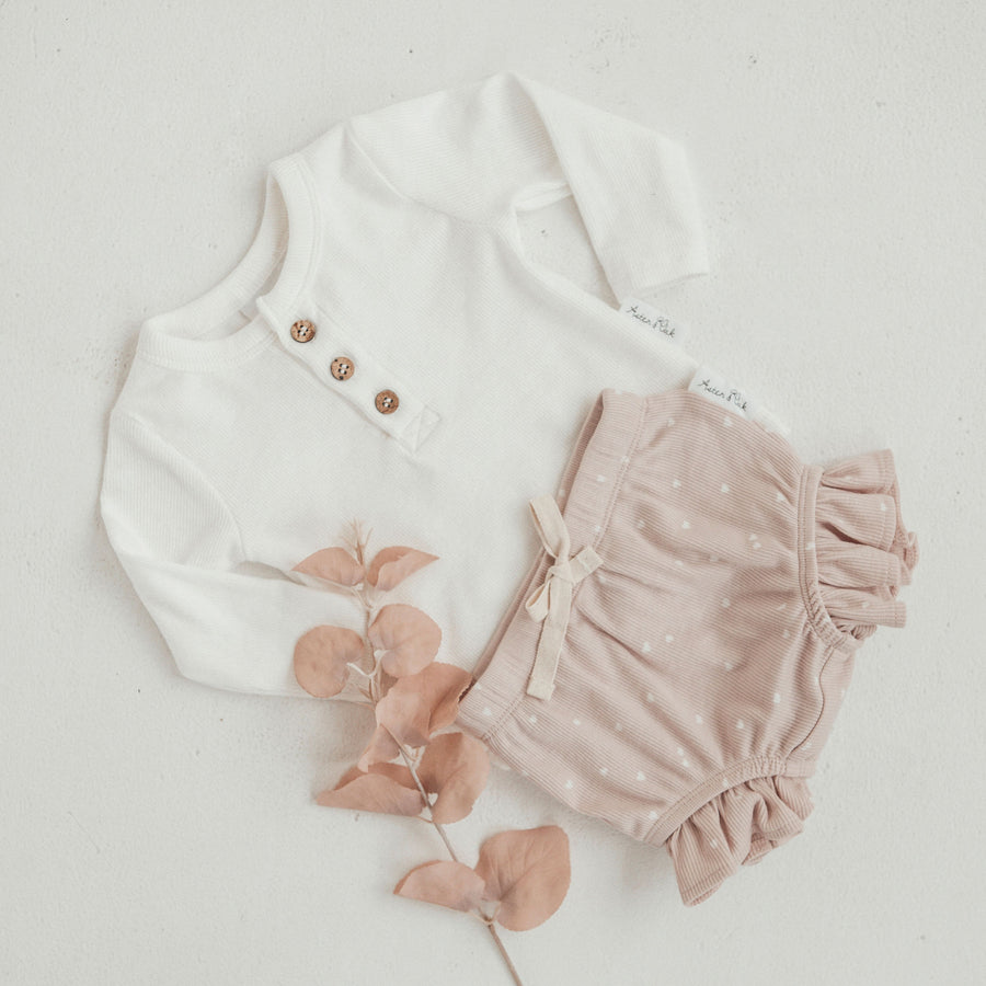 Organic Cotton Basics Snow White Baby Rib Henley Top