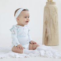 Snow White Girls Ruffle Knit Blanket Heirloom Baby Leaf