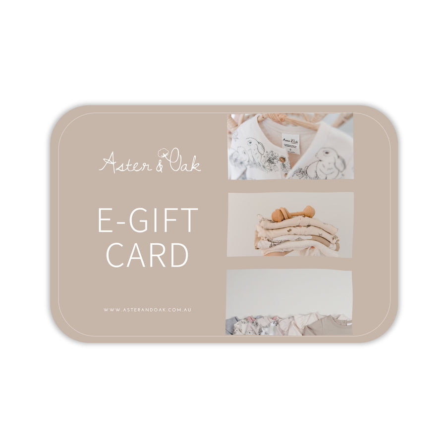 Aster & Oak Organic E-Gift Card Voucher Baby Clothes Gifts