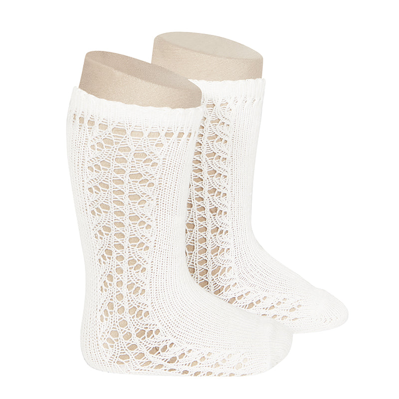 Side Lace Knee High Socks - Cream Condor Aster & Oak Organic Cotton