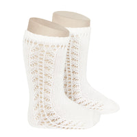 Side Lace Knee High Socks - Cream Condor Aster & Oak Organic Cotton